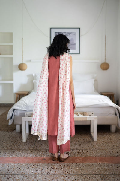 Juanita- Gather Neck Handwoven Cotton Silk Tunic with Hand Block Print Fashion Juanita 