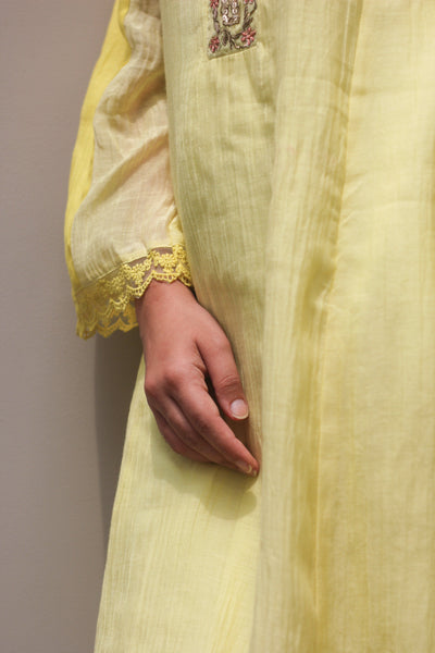 Juanita- Handwoven chanderi comfort fit kurta set in sunshine yellow Fashion Juanita 
