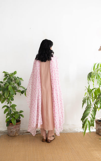Juanita- Handwoven Chanderi Salmon Blush Pink Fashion Juanita 