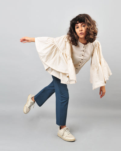 KHADI BLOUSE UMBERELLA WHITE Fashion Rias 