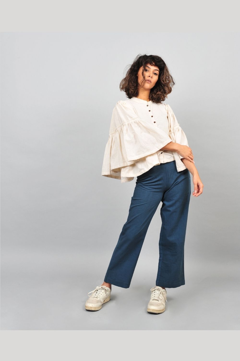 KHADI BLOUSE UMBERELLA WHITE Fashion Rias 