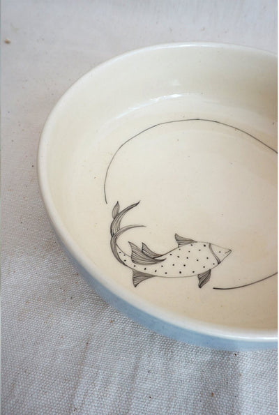 Koi Fish Pasta Bowl, Blue (Sold Individually) Home Minimal Indian 