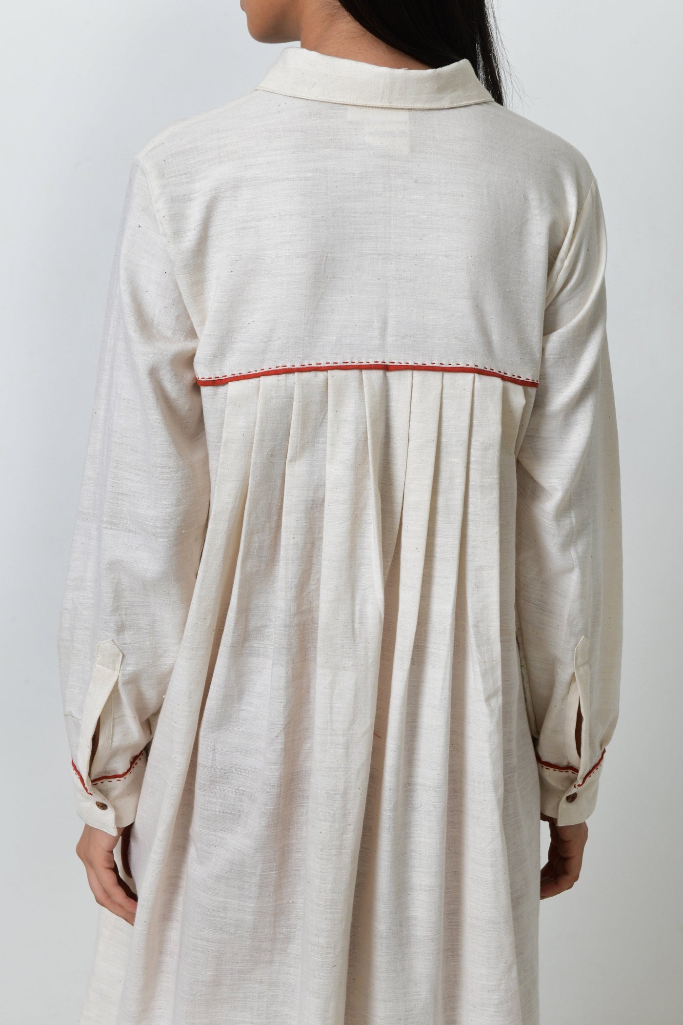 KORA KHADI BACK PLEATED DRESS Fashion Rias