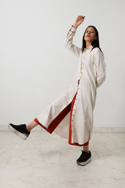 KORA KHADI BACK PLEATED DRESS Fashion Rias