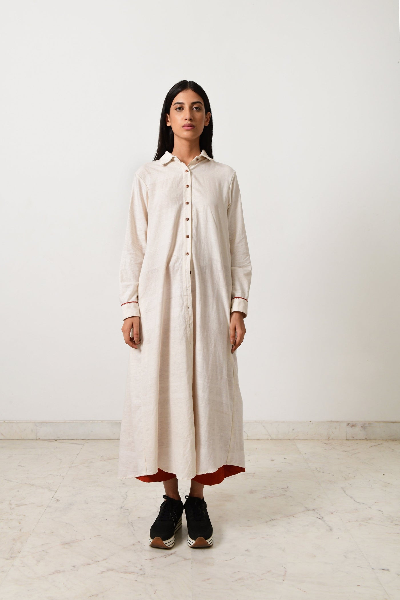 KORA KHADI BACK PLEATED DRESS Fashion Rias