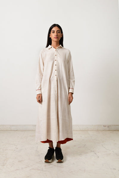 KORA KHADI BACK PLEATED DRESS Fashion Rias