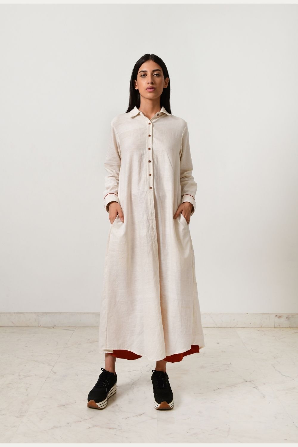 KORA KHADI BACK PLEATED DRESS Fashion Rias