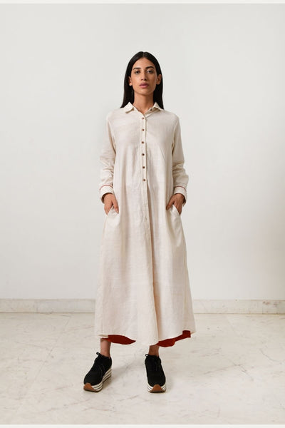 KORA KHADI BACK PLEATED DRESS Fashion Rias