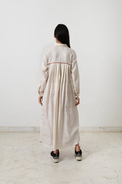 KORA KHADI BACK PLEATED DRESS Fashion Rias