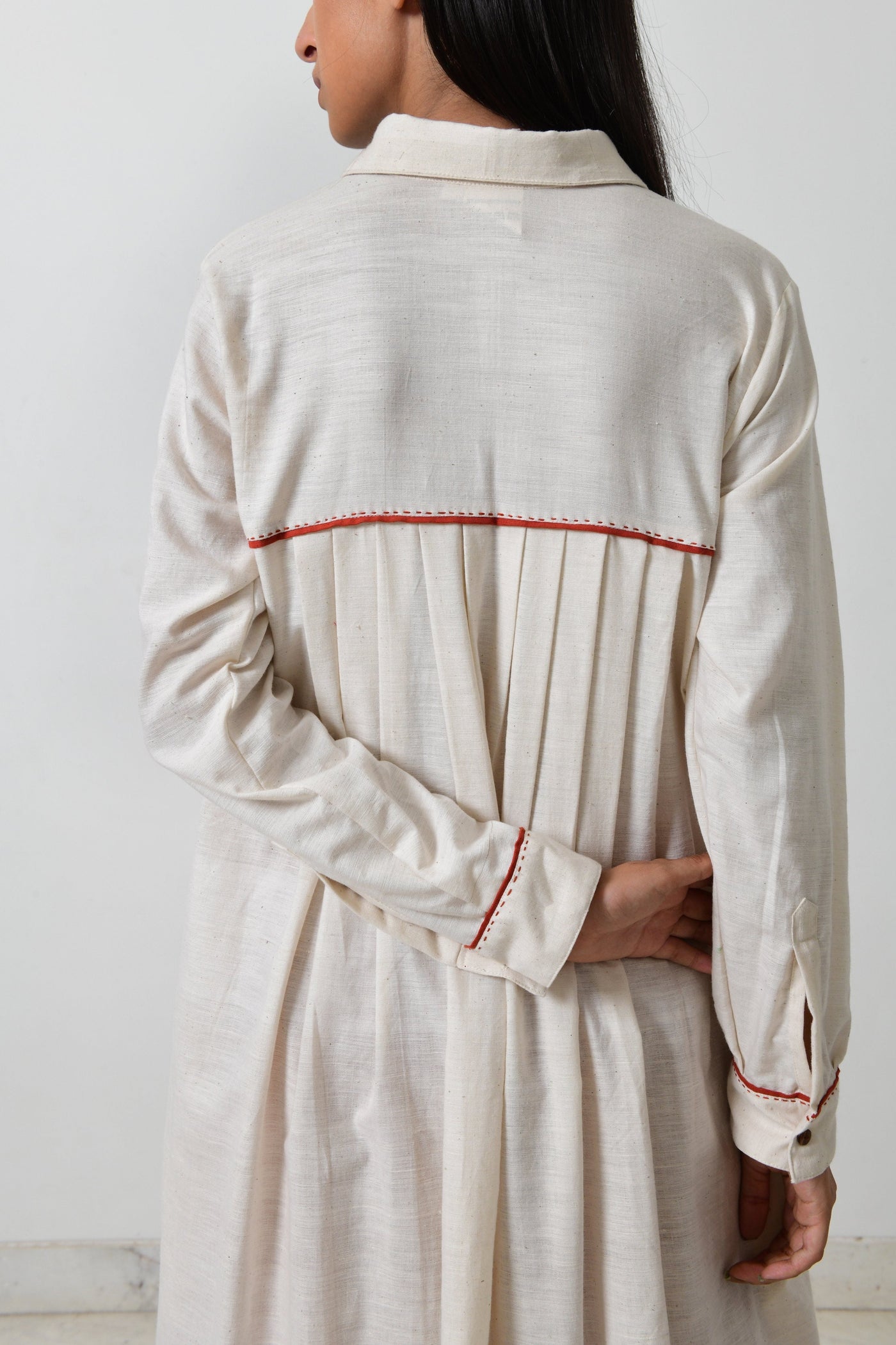 KORA KHADI BACK PLEATED DRESS Fashion Rias