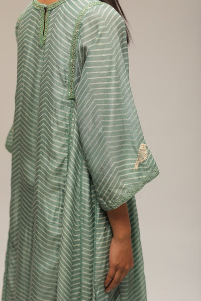 Leaf Green Badla Embroidered Kurta Fashion Myoho 