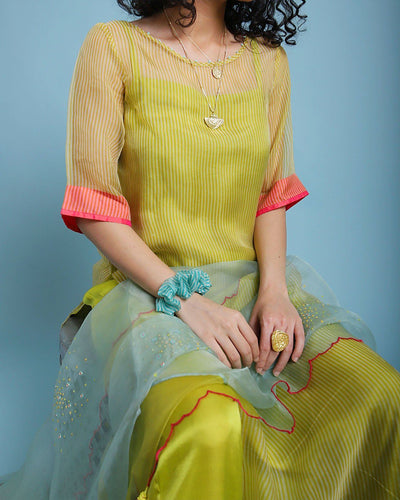 Life in Pink Organza Kurta set Fashion Rajiramniq