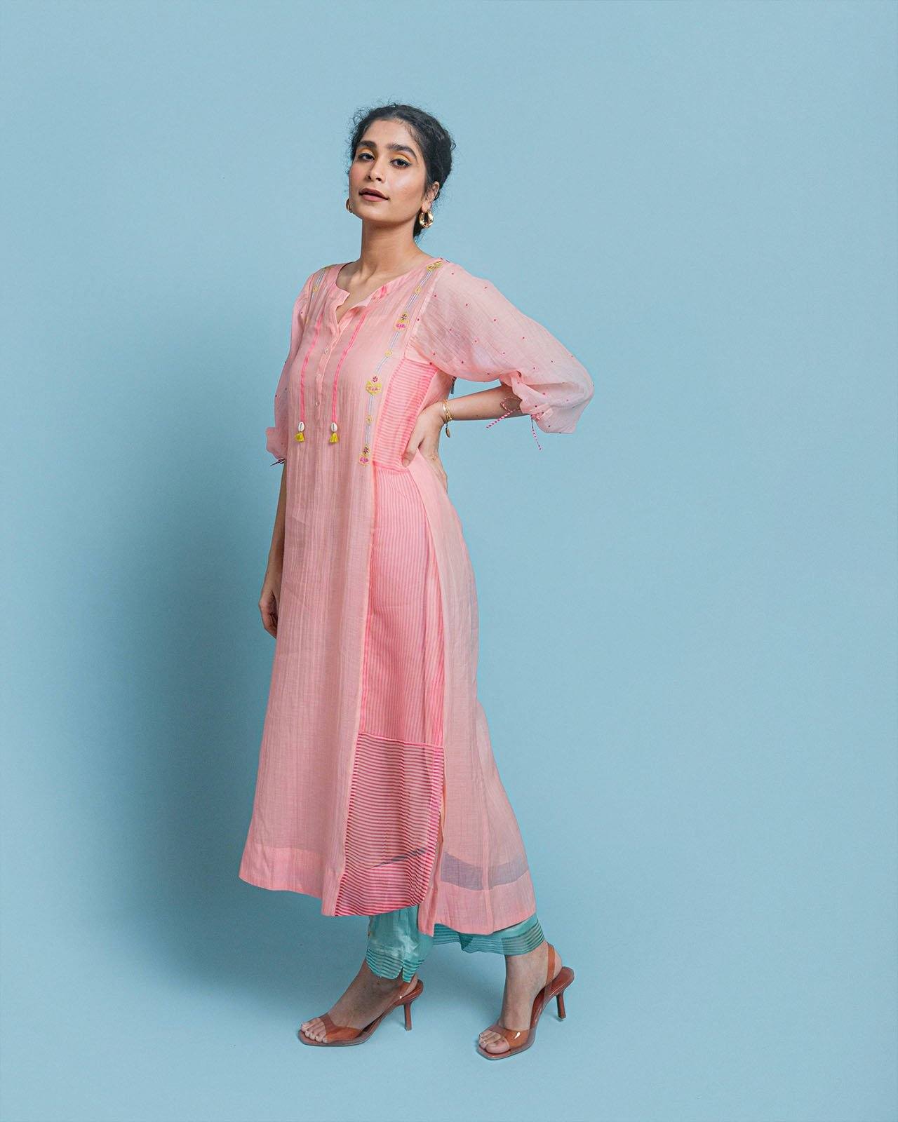 Life In pink Side panel kurta set Fashion Rajiramniq