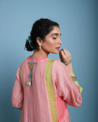 Life in Pink side Puckering Kurta Set Fashion Rajiramniq