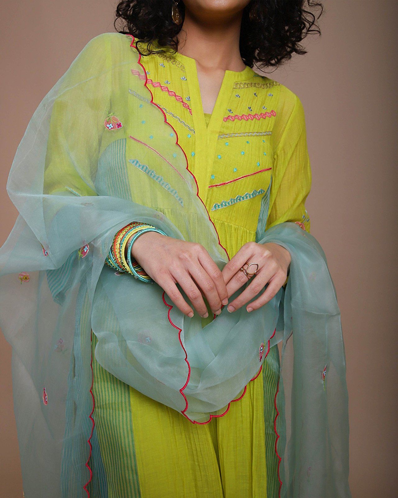Life In Pink Yoke flower sleeves kurta set Fashion Rajiramniq