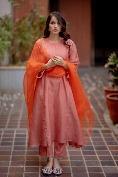 Light Peach and Orange Kurta Set Fashion Juanita 