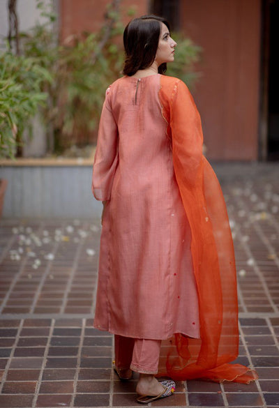 Light Peach and Orange Kurta Set Fashion Juanita 