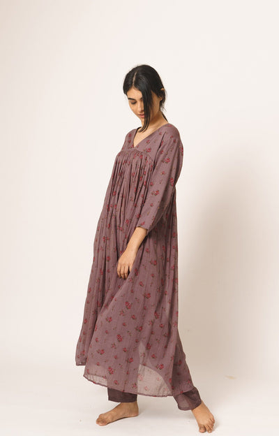 Light Wine Cotton Aayat Top with Silk Pant Set Fashion DOT
