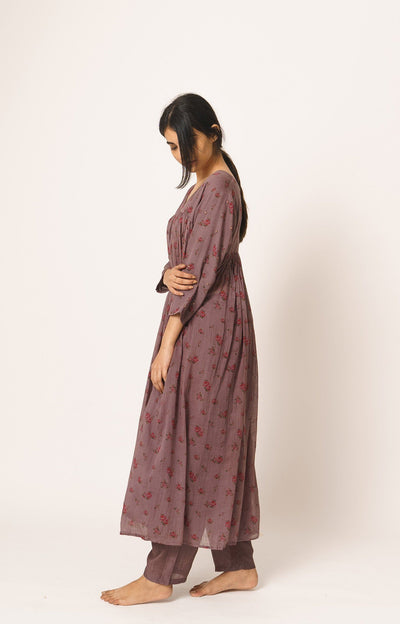 Light Wine Cotton Aayat Top with Silk Pant Set Fashion DOT
