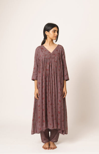 Light Wine Cotton Aayat Top with Silk Pant Set Fashion DOT