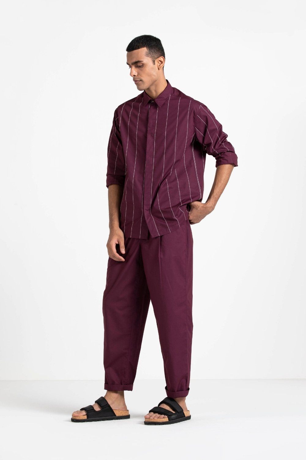 Linear Embroidered Shirt Co-ord Men THREE 