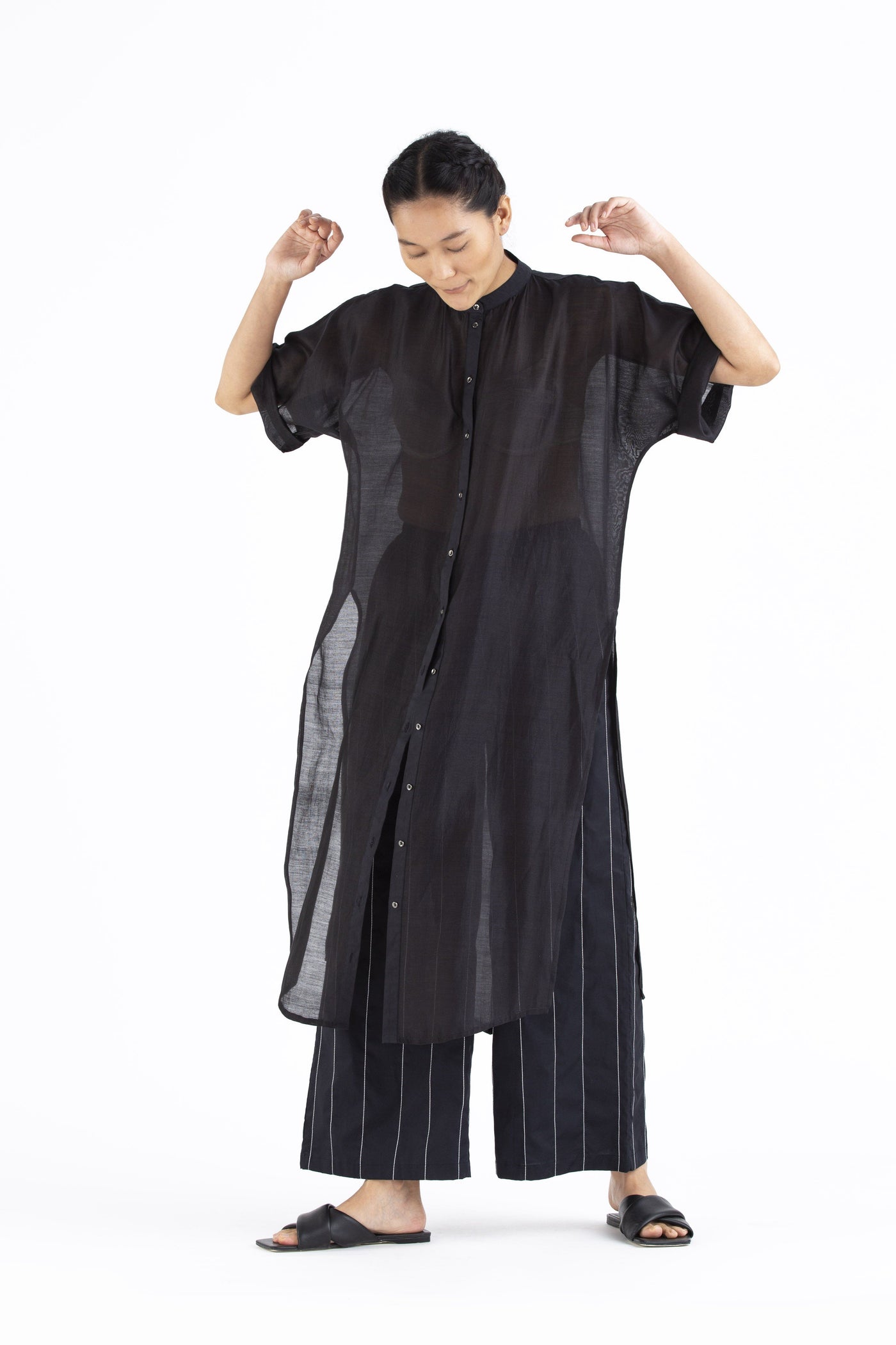 Long Dolman Sleeve Shirt- Black Fashion THREE