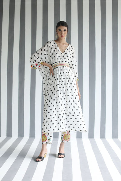 LOVE TO DOT BACK BOW TIE KAFTAN SET Fashion Rajiramniq
