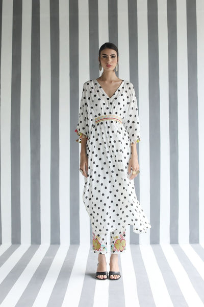 LOVE TO DOT BACK BOW TIE KAFTAN SET Fashion Rajiramniq