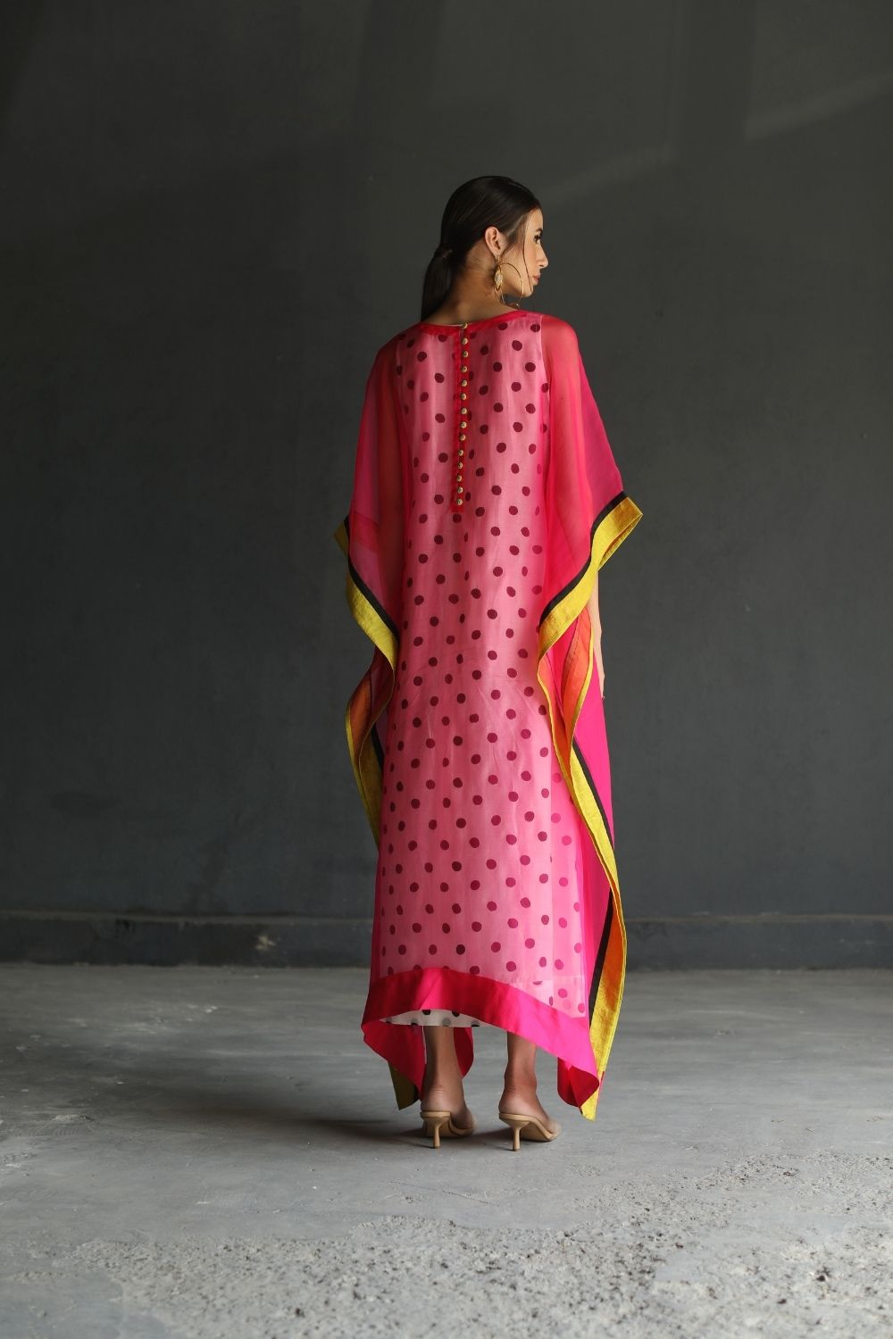 LOVE TO DOT HOT PINK FLOWER ORGANZA KAFTAN Fashion Rajiramniq