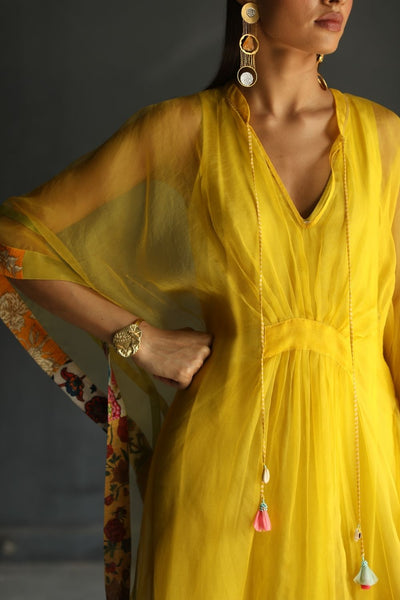 LOVE TO DOT YELLOW ORGANZA KAFTAN Fashion Rajiramniq