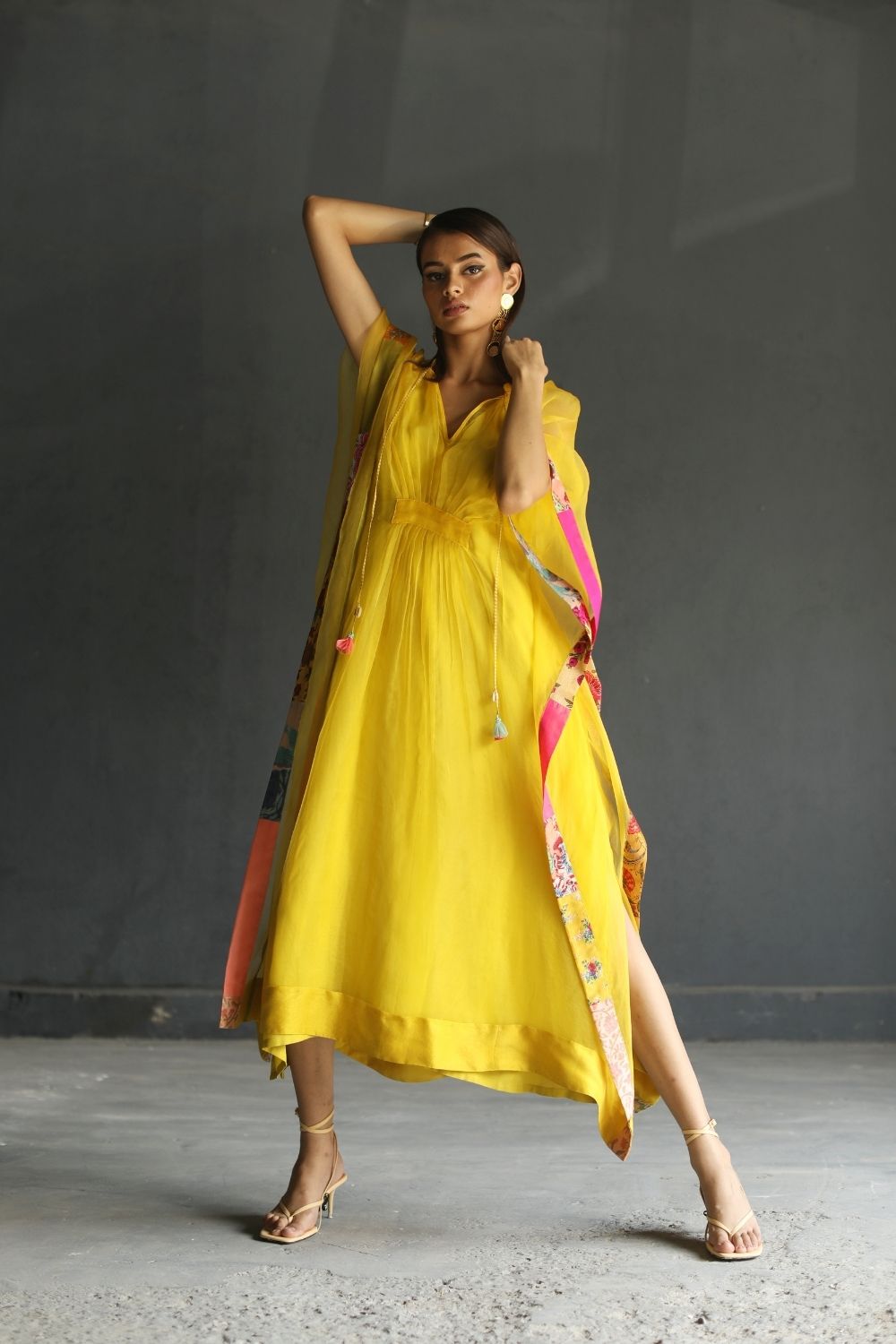 LOVE TO DOT YELLOW ORGANZA KAFTAN Fashion Rajiramniq