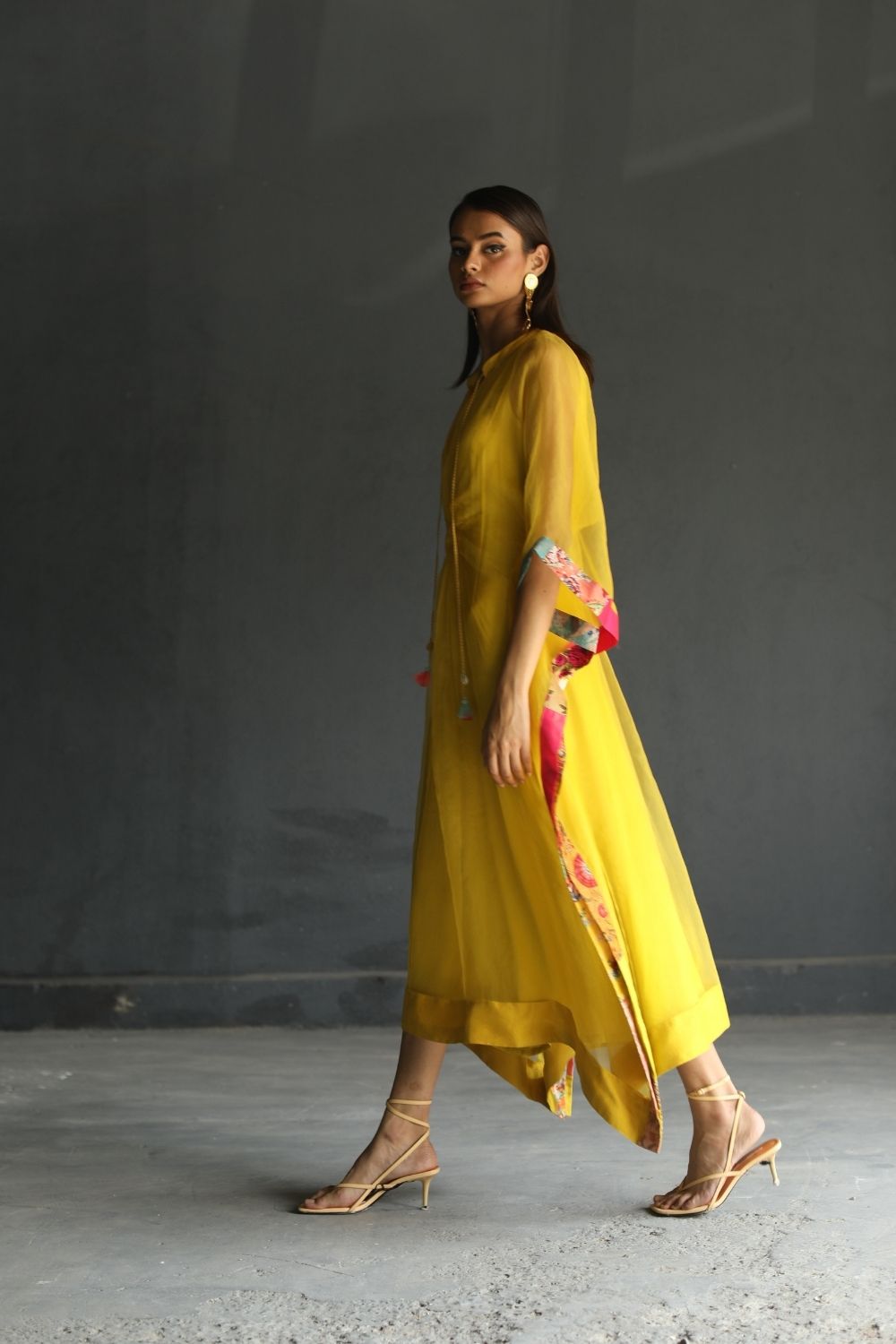 LOVE TO DOT YELLOW ORGANZA KAFTAN Fashion Rajiramniq