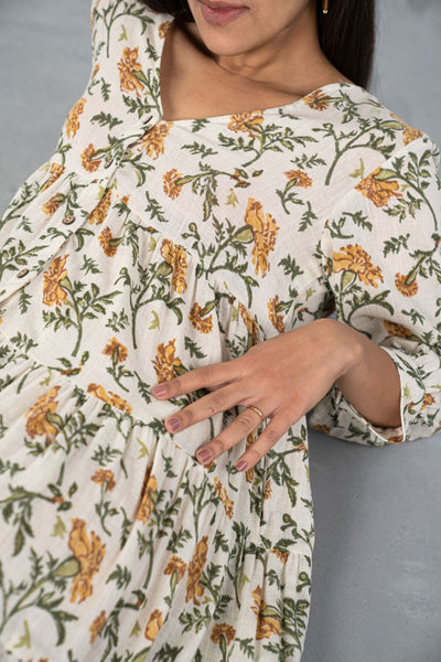 Marigold Bloom handwoven organic cotton dress Fashion SUI 