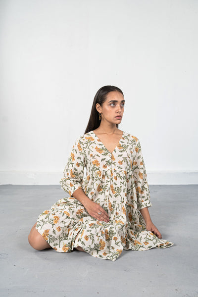 Marigold Bloom handwoven organic cotton dress Fashion SUI 