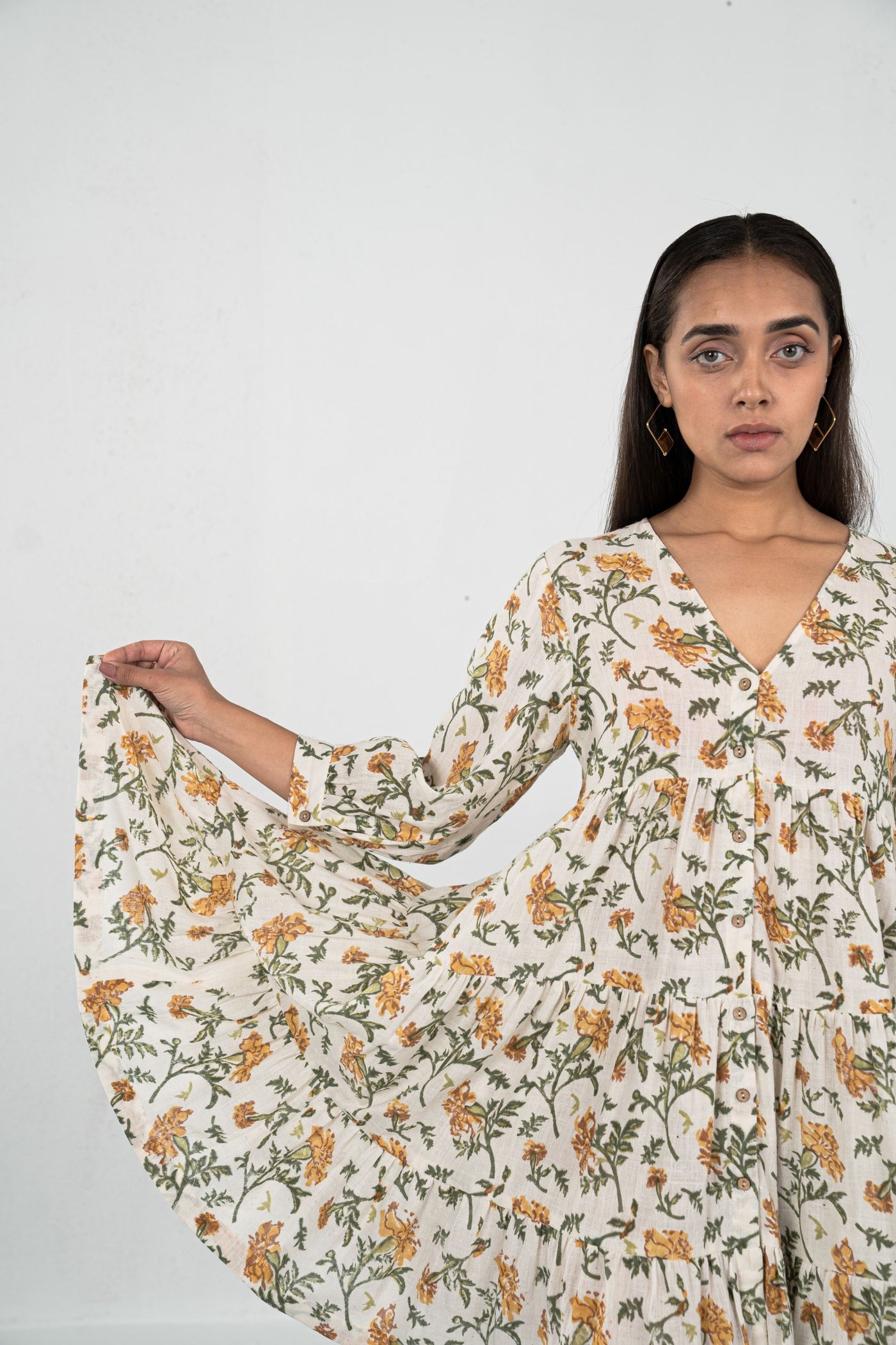 Marigold Bloom handwoven organic cotton dress Fashion SUI 