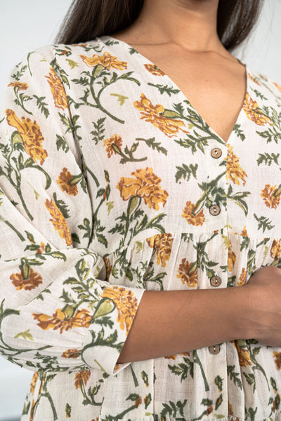 Marigold Bloom handwoven organic cotton dress Fashion SUI 