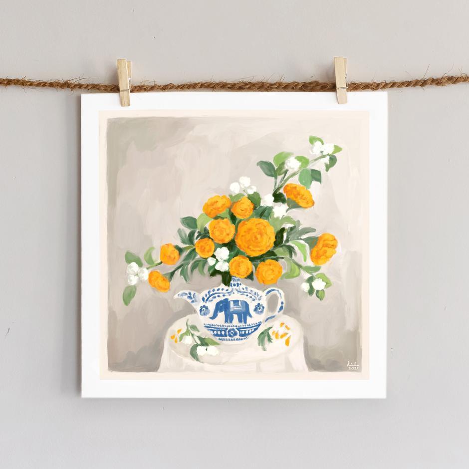 Marigolds & Mogra Art Richa Kashelkar