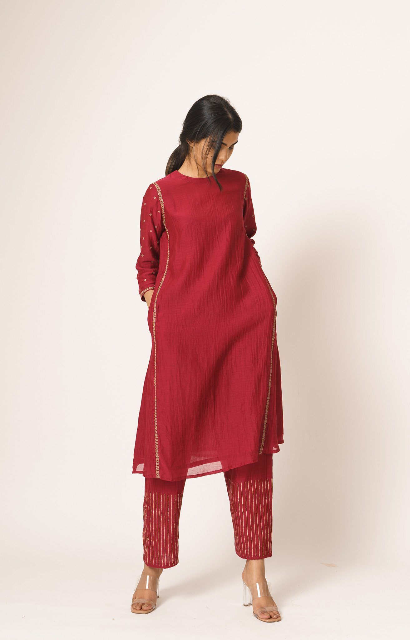 Maroon Aayat Kurta and Pant set Fashion DOT