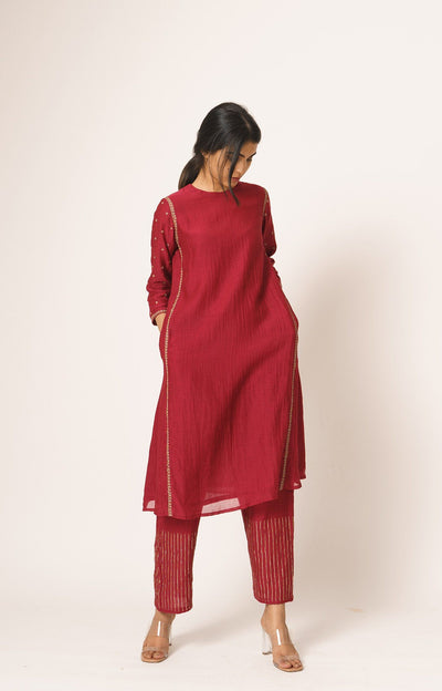 Maroon Aayat Kurta and Pant set Fashion DOT