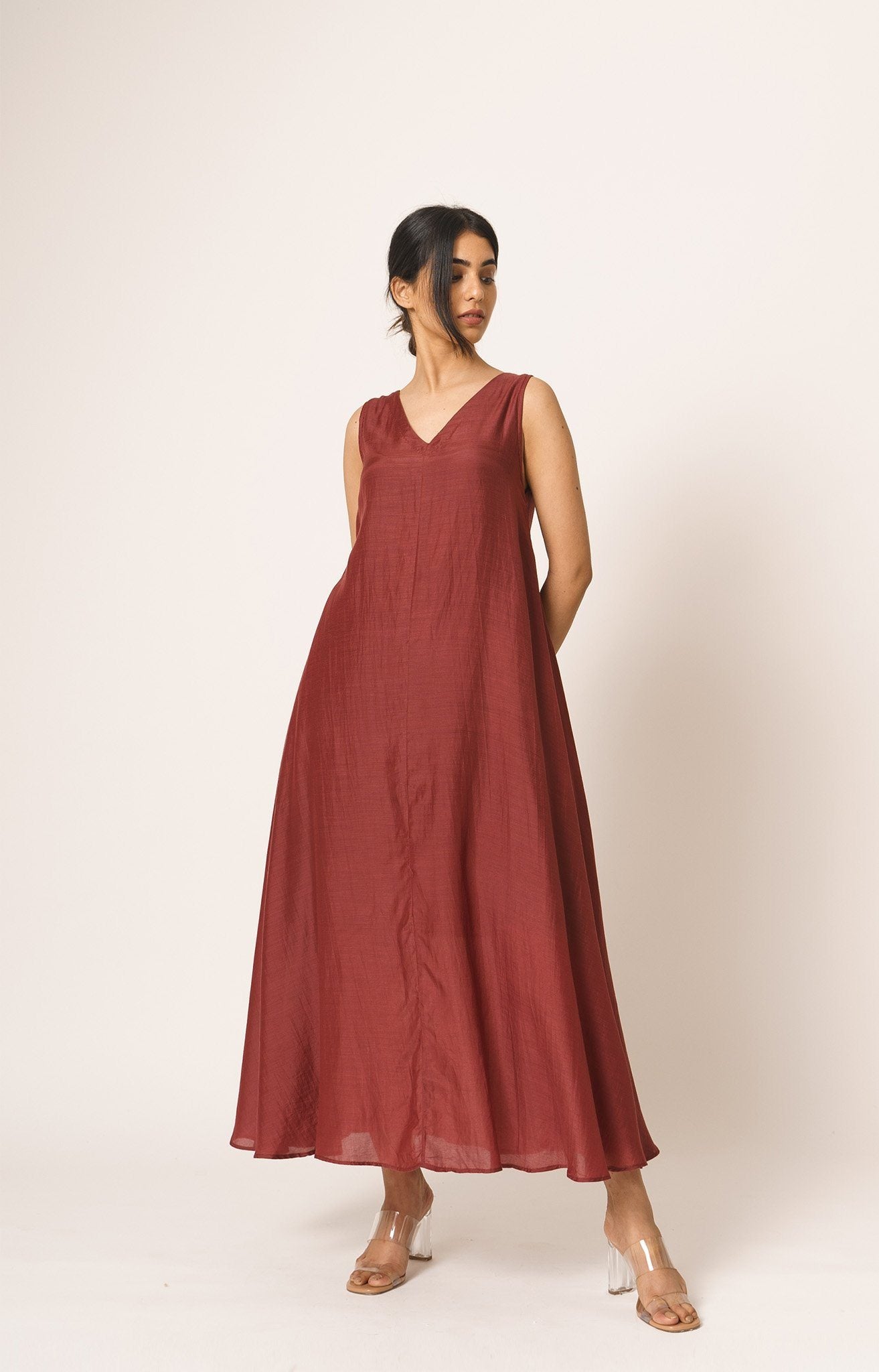 Maroon - Quarter Circle Dress Fashion DOT