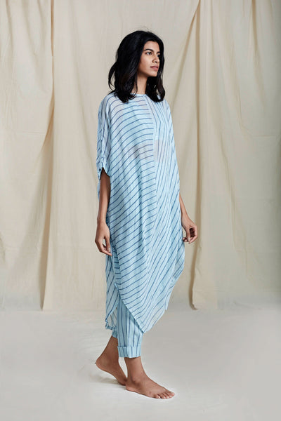 Mati Blue Cowl Tunic Set Fashion Mati