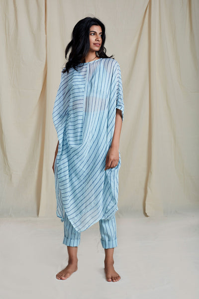 Mati Blue Cowl Tunic Set Fashion Mati