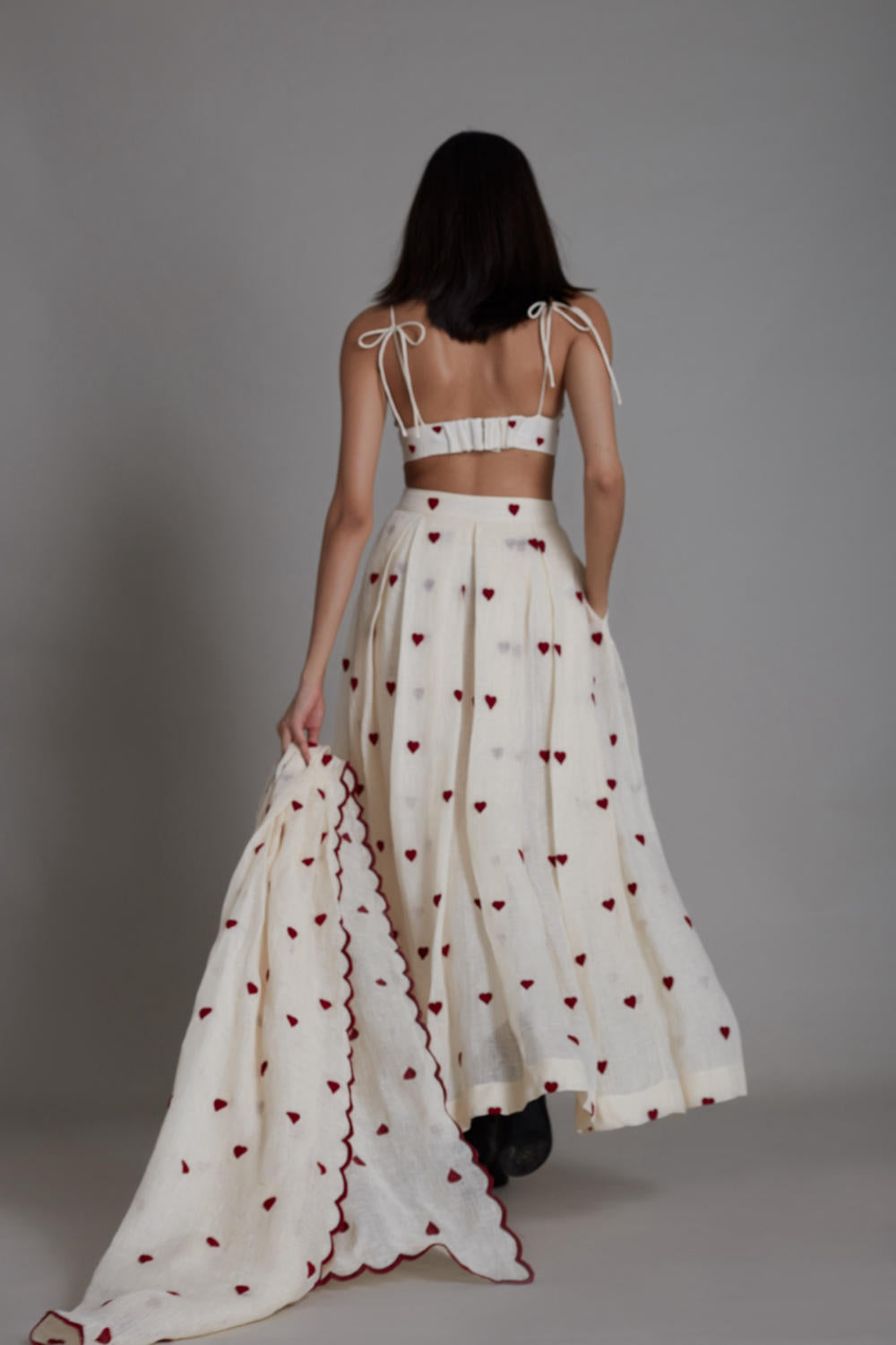 MATI HEART COUNTER LEHENGA SET-OATMEAL Fashion Mati