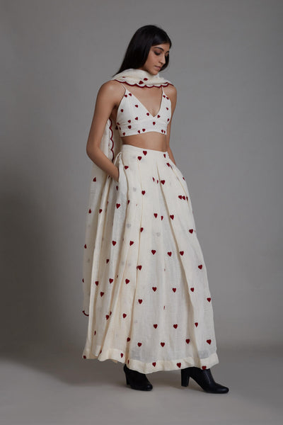 MATI HEART COUNTER LEHENGA SET-OATMEAL Fashion Mati