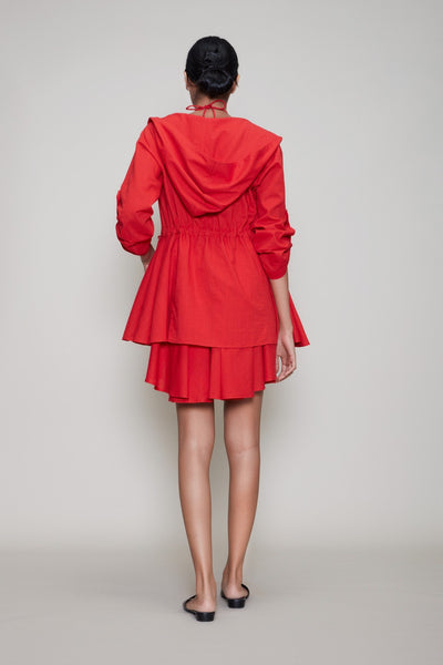 MATI HOODED CHATRI JACKET-RED Fashion Mati