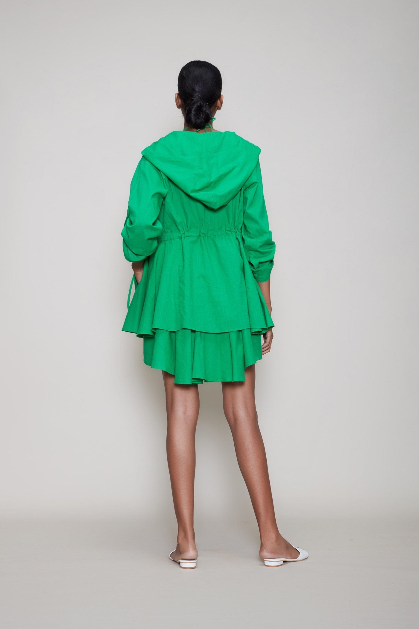 MATI HOODED JACKET AND SHORTS 3 PCS SET - GREEN Fashion Mati