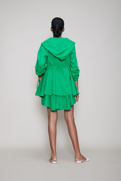 MATI HOODED JACKET AND SHORTS 3 PCS SET - GREEN Fashion Mati