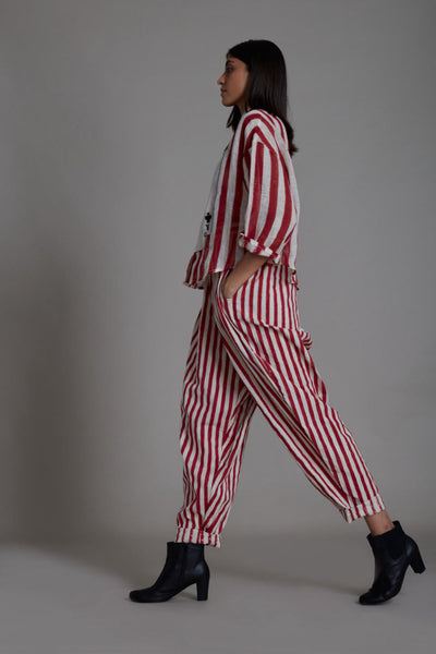 MATI IKKA COORD SET-RED STRIPE Fashion Mati