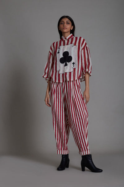 MATI IKKA COORD SET-RED STRIPE Fashion Mati