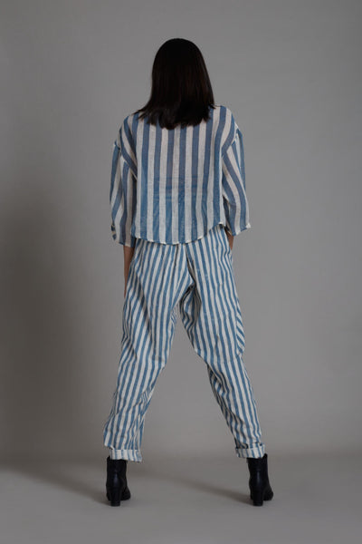 MATI IKKA LINEN SHIRT-BLUE STRIPE Fashion Mati